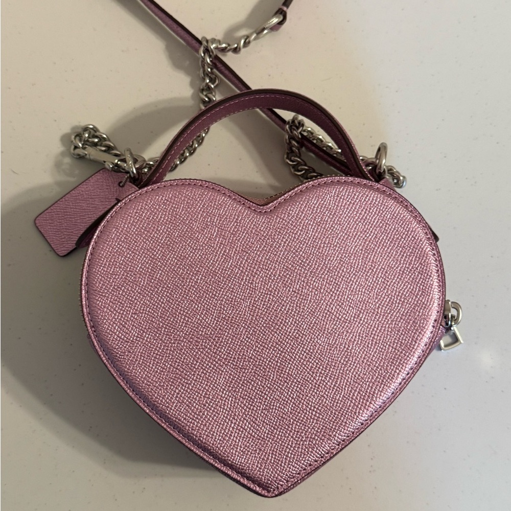 Coach Metallic Pink Heart Crossbody Bag - Picture 4 of 7